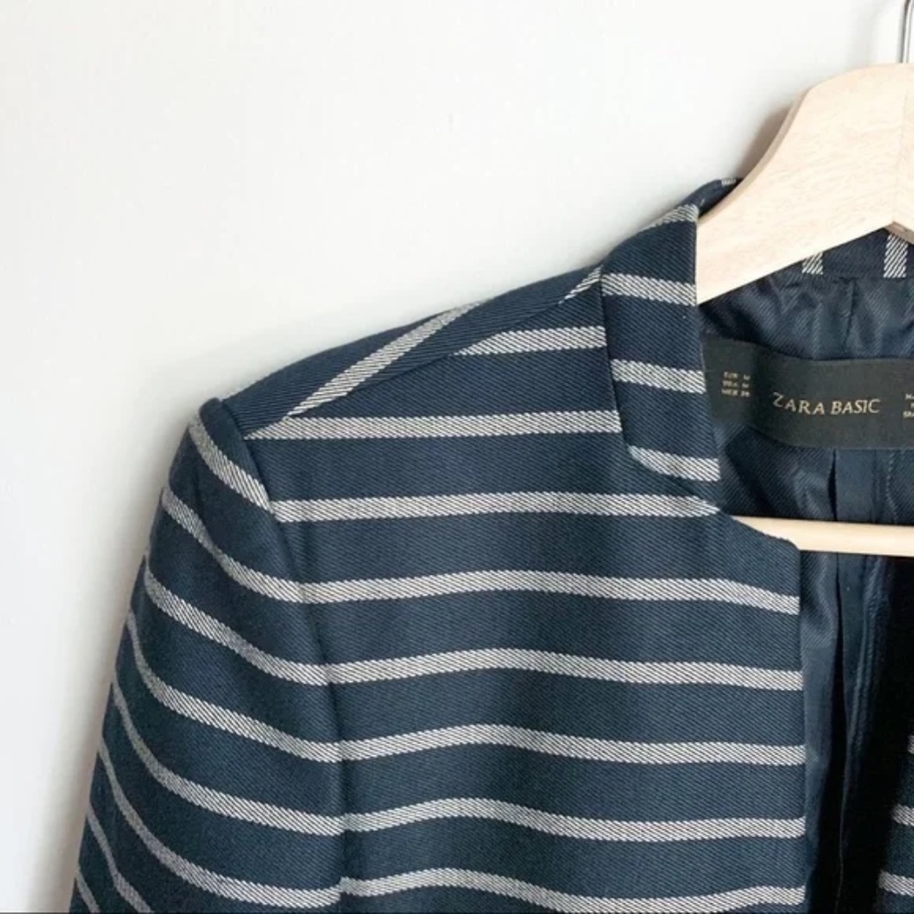 Zara Basic Striped Blazer M - image 3